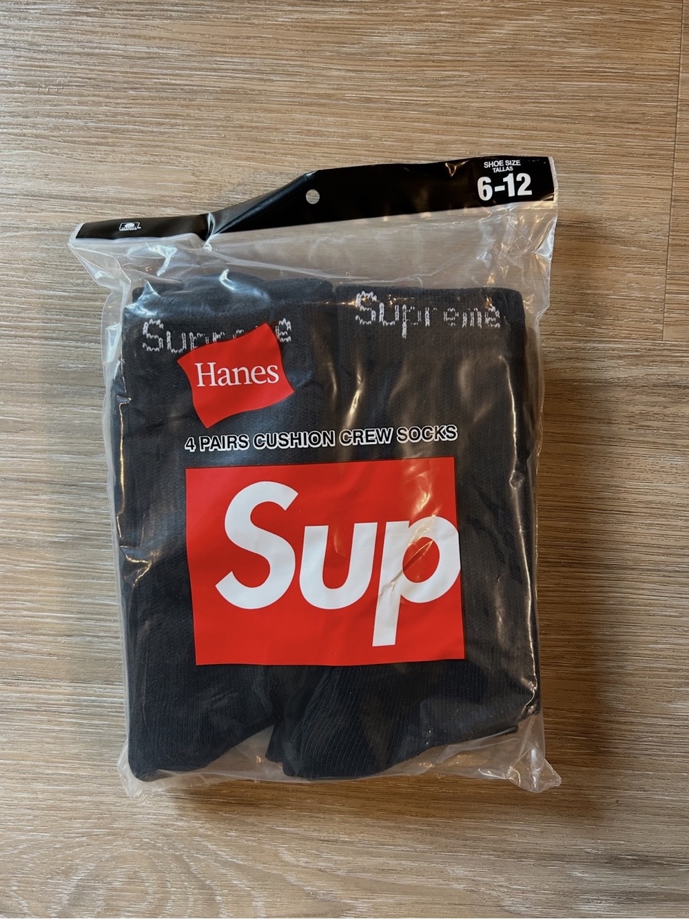 Supreme Black Cushion Crew Socks - 4 Pack (Men)
